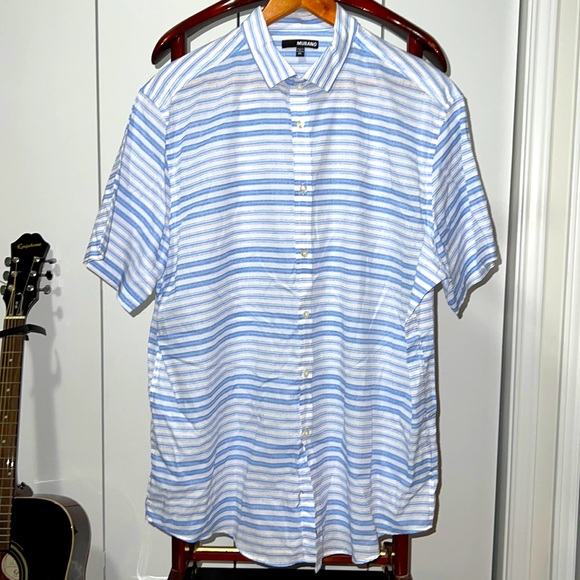 Murano 100% Cotton Lightweight Casual Button Down Short Sleeve Shirt Size XL - Picture 2 of 3